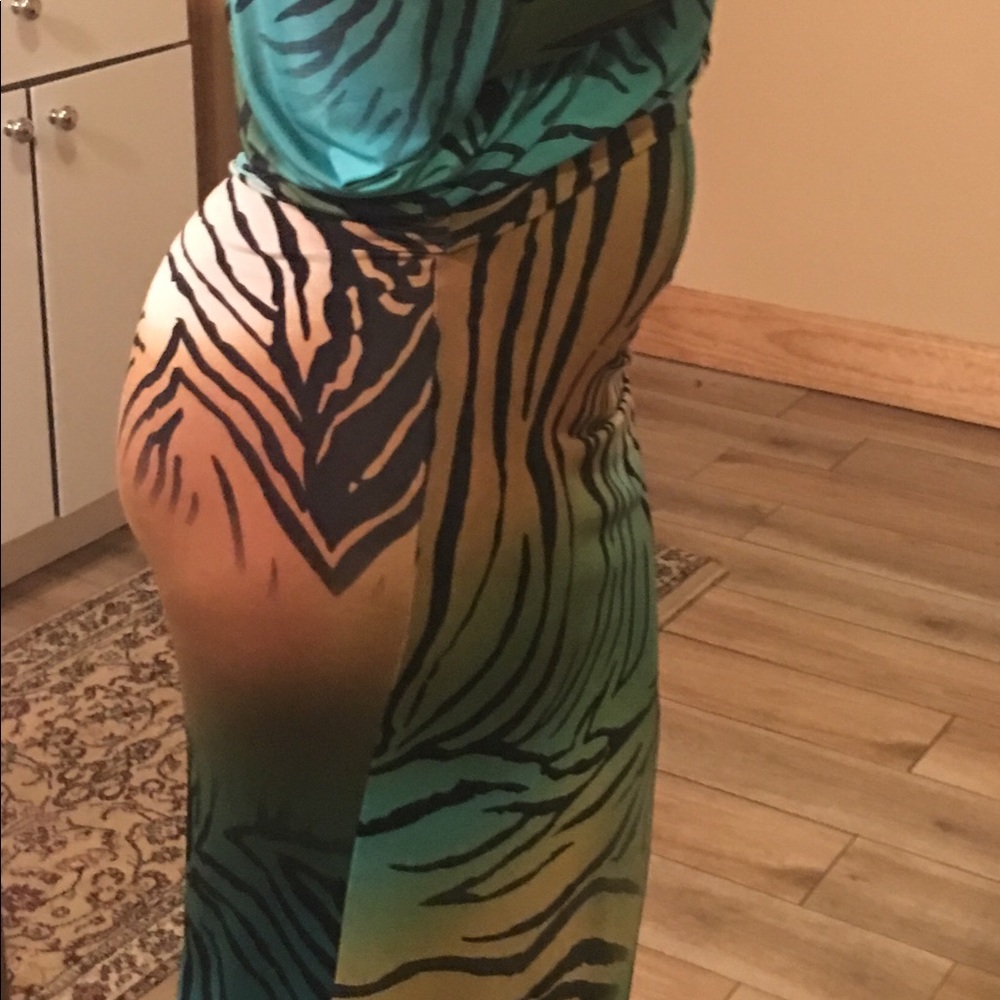 Long prom sexy dress printed